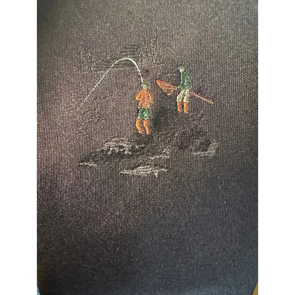 1950s Countess Mara Brown Silk Fisherman Novelty Tie Wide Necktie NWT
